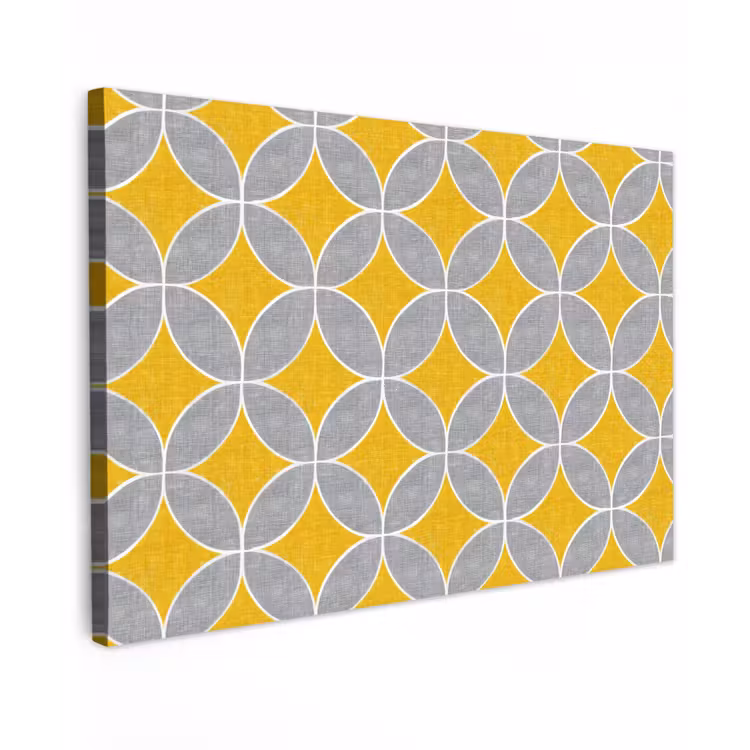 Canvas schilderij - Geometrisch - Cirkels - Textuur - Grijs - Geel — 1