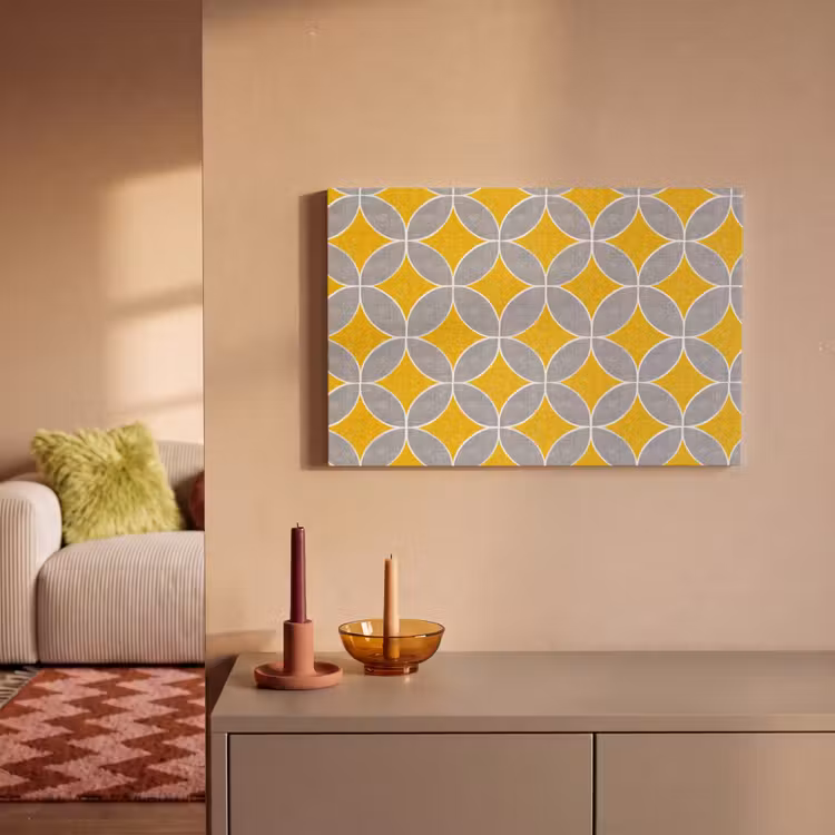 Canvas schilderij - Geometrisch - Cirkels - Textuur - Grijs - Geel — 2