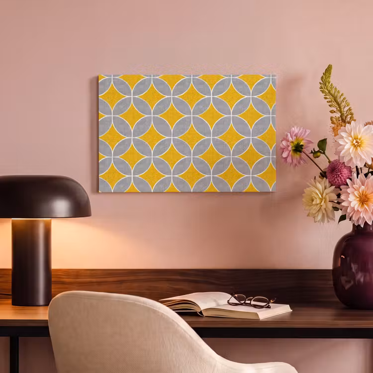 Canvas schilderij - Geometrisch - Cirkels - Textuur - Grijs - Geel — 4