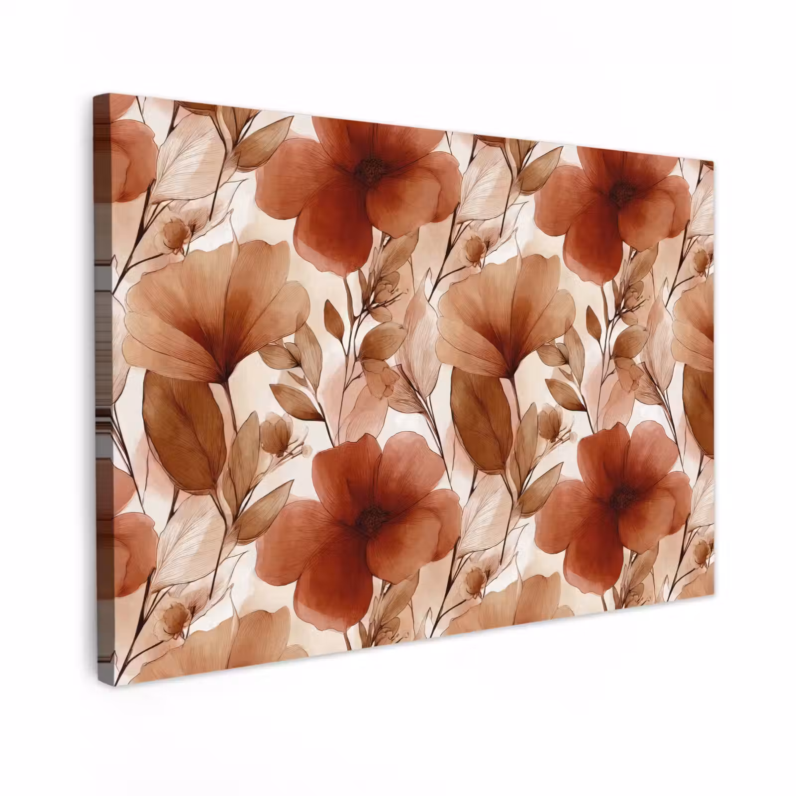 Canvas schilderij - Bloemen - Aquarel - Botanisch - Terracotta — 1