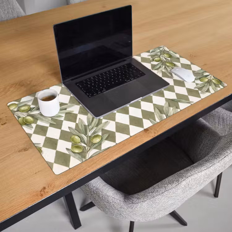 Bureau onderlegger - Plant - Olijftakken - Waterverf - Mediterraan - Groen — 3