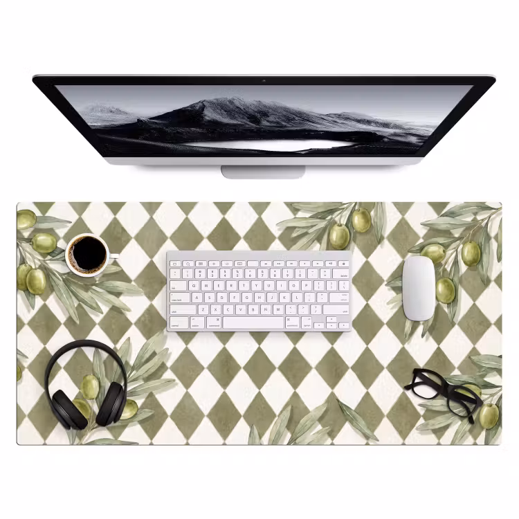 Bureau onderlegger - Plant - Olijftakken - Waterverf - Mediterraan - Groen — 4