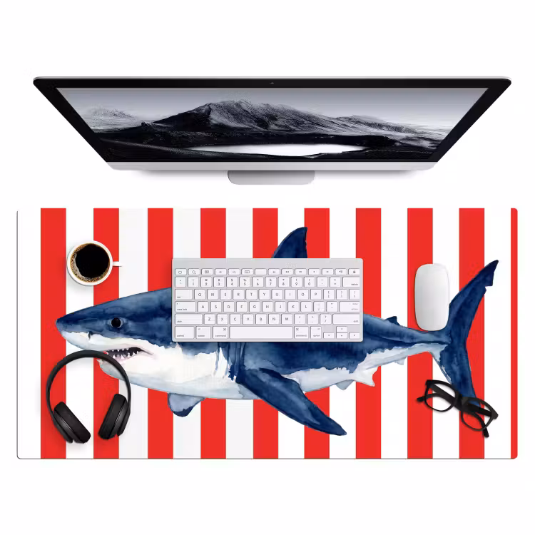 Bureau onderlegger - Vis - Haai - Zee - Illustratie - Blauw — 4