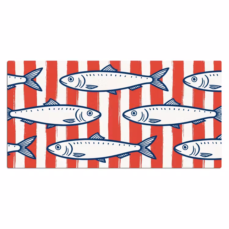 Bureau onderlegger - Vis - Patroon - Strepen - Illustratie - Rood — 2