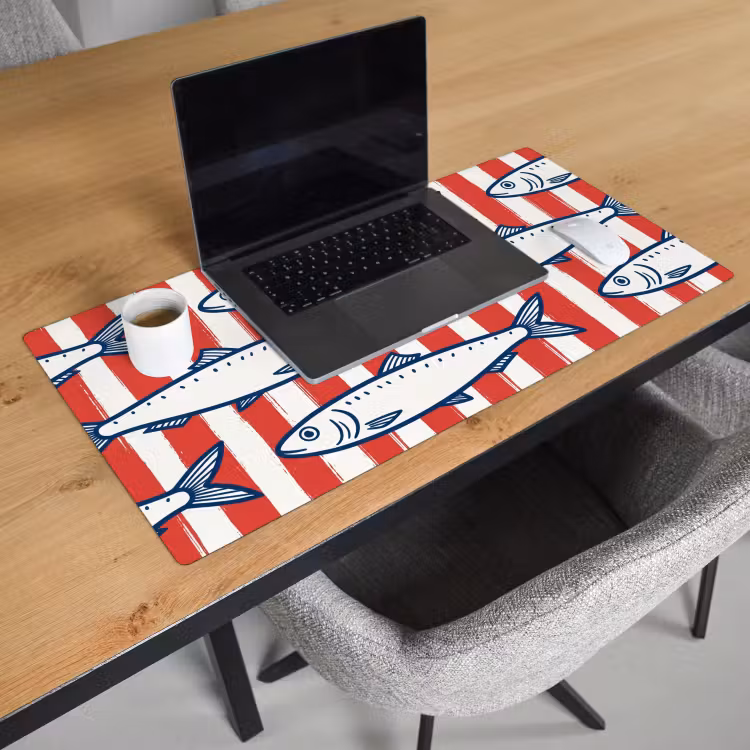 Bureau onderlegger - Vis - Patroon - Strepen - Illustratie - Rood — 3