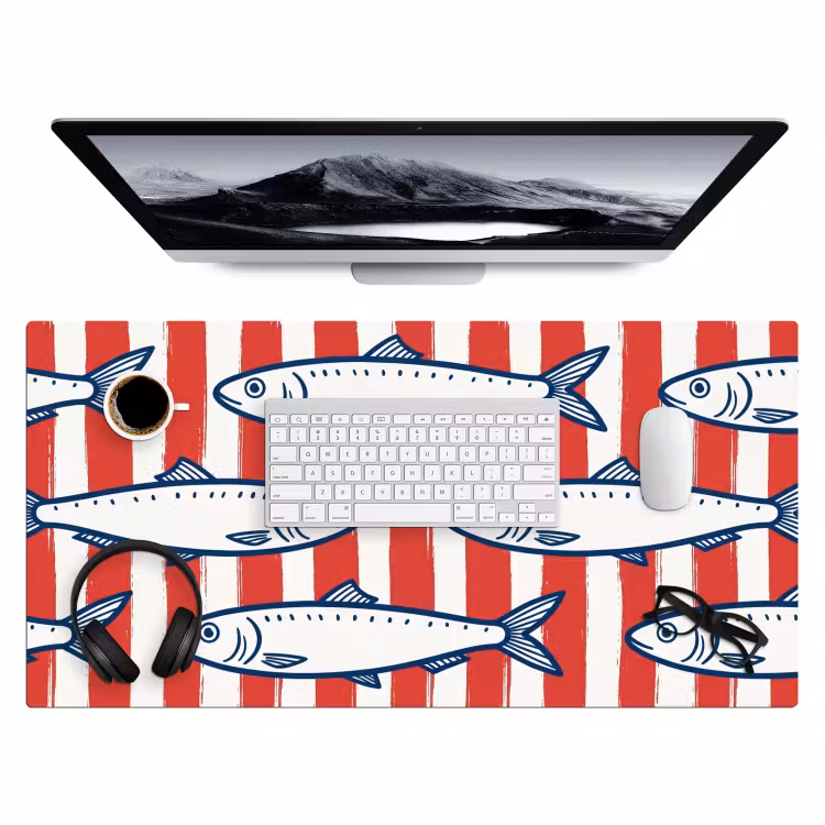 Bureau onderlegger - Vis - Patroon - Strepen - Illustratie - Rood — 4