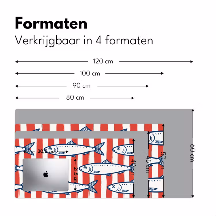 Bureau onderlegger - Vis - Patroon - Strepen - Illustratie - Rood — 8