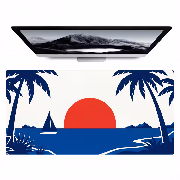 Bureau onderlegger - Zonsondergang - Zee - Palmboom - Tropisch - Modern — 1