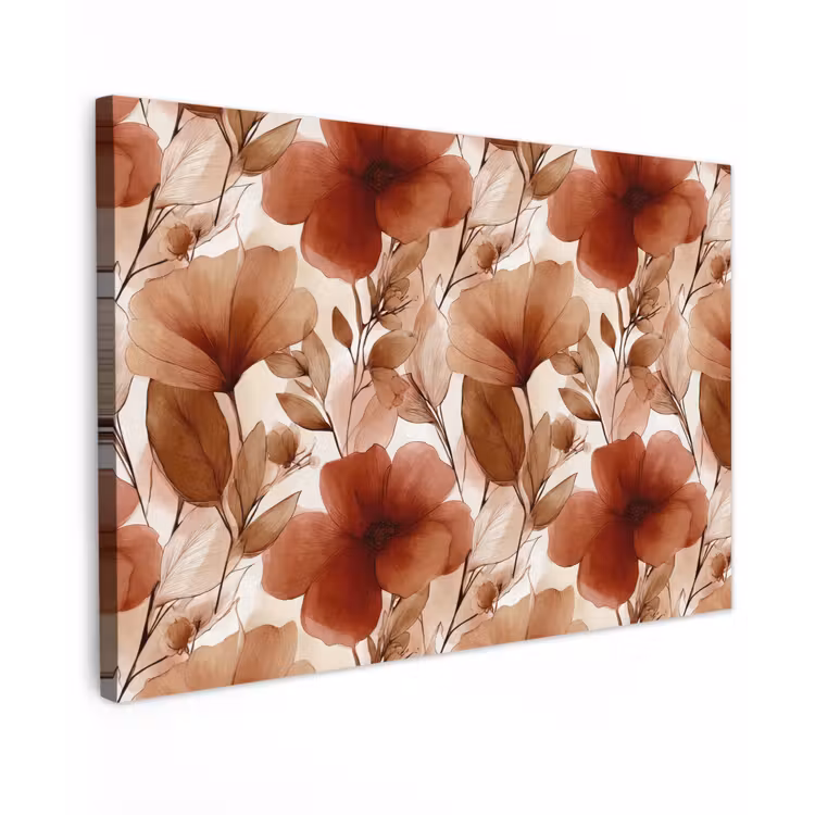 Canvas schilderij - Bloemen - Aquarel - Botanisch - Terracotta — 1