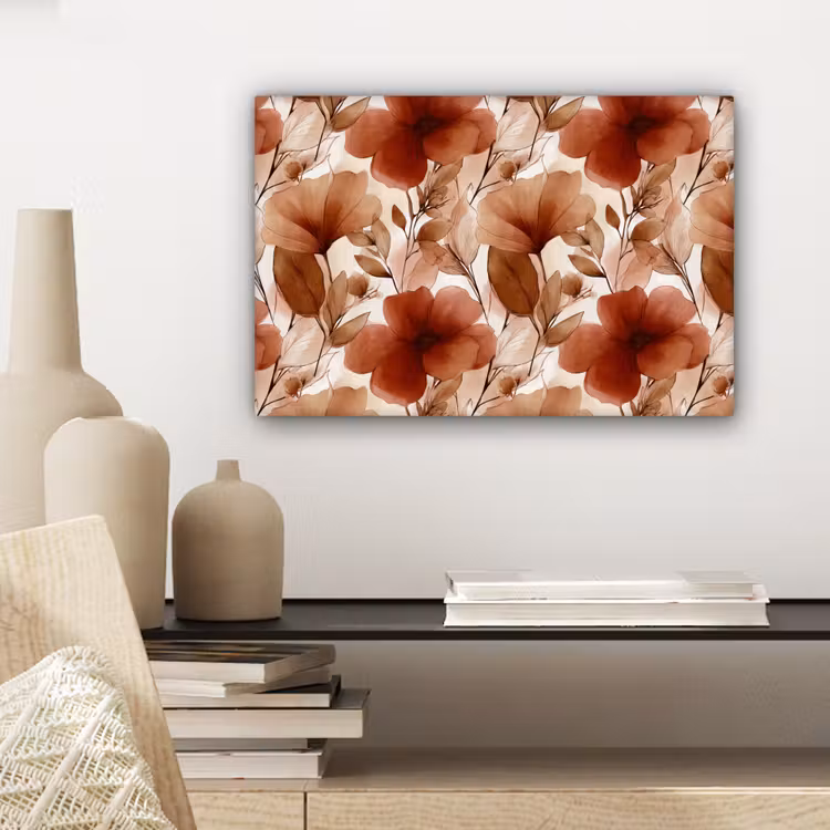 Canvas schilderij - Bloemen - Aquarel - Botanisch - Terracotta — 5