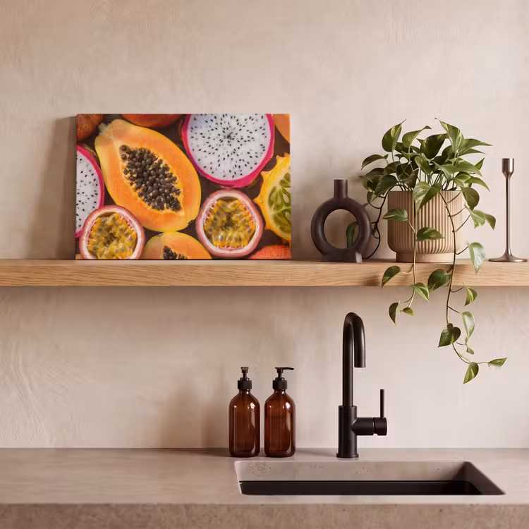 Canvas schilderij - Fruit - Geopend - Tropisch - Eten - Kleurrijk — 3