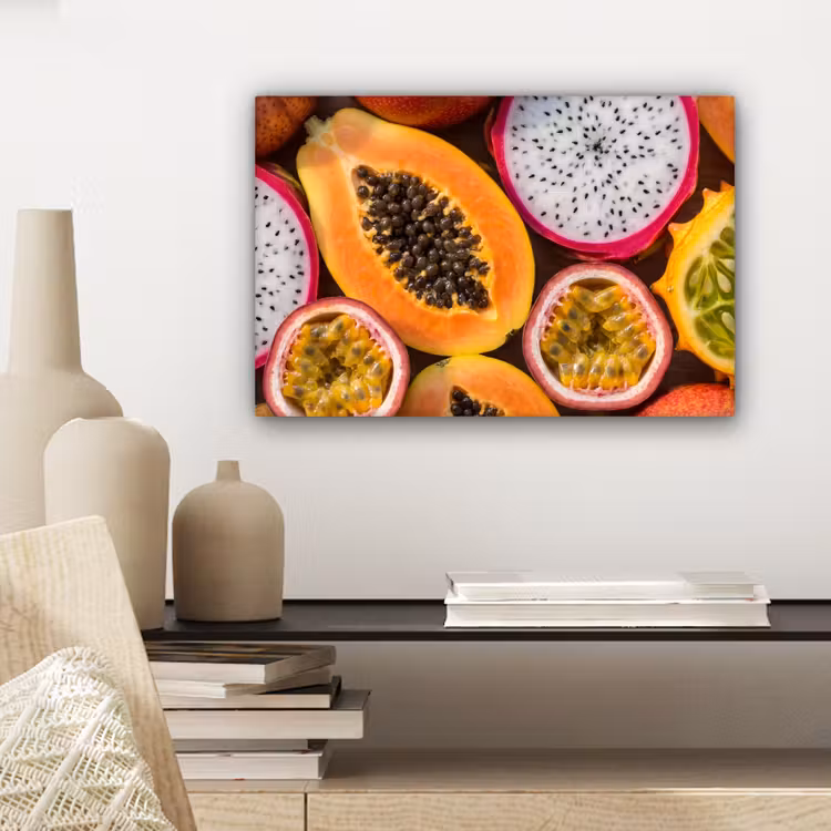 Canvas schilderij - Fruit - Geopend - Tropisch - Eten - Kleurrijk — 5