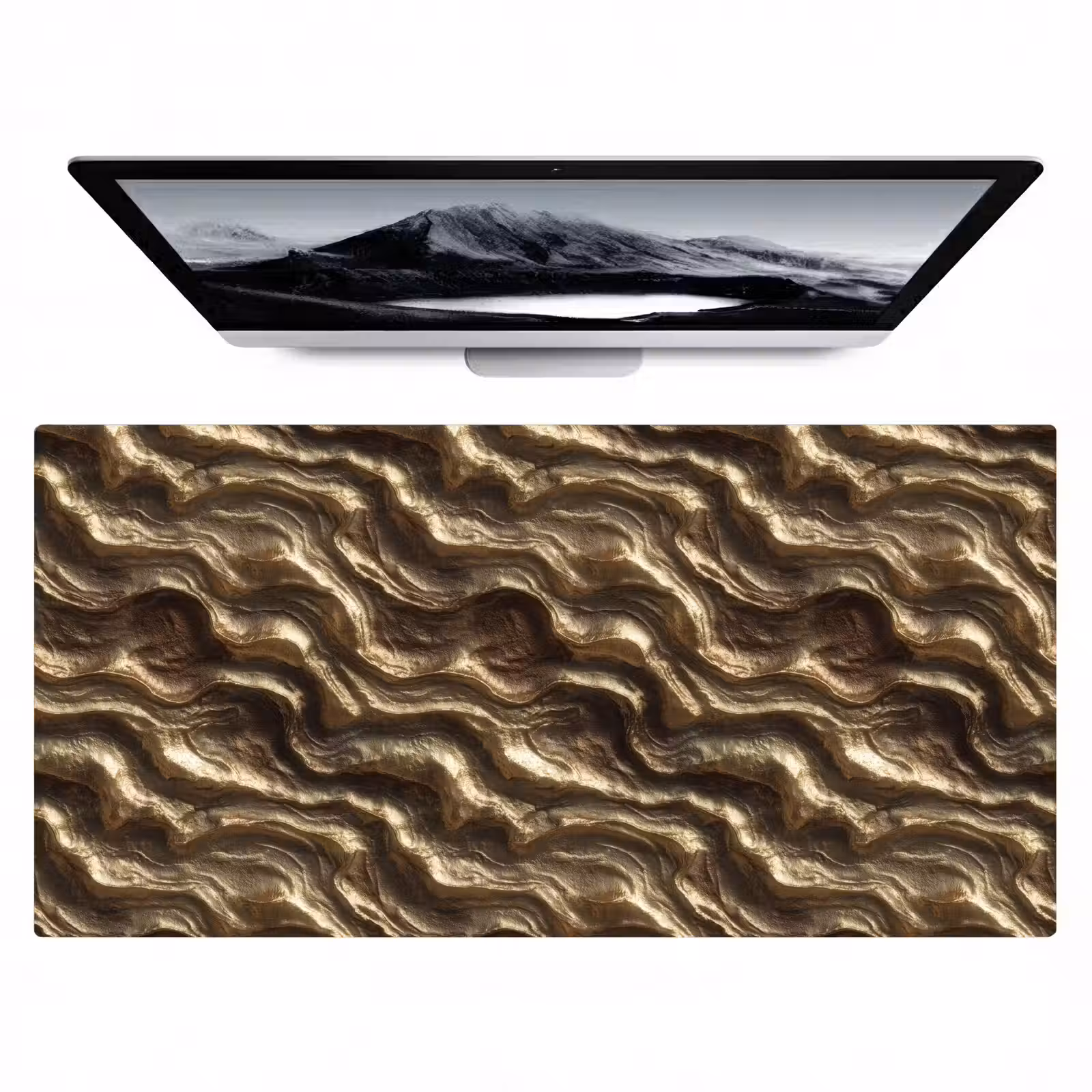 Bureau onderlegger - Reliëf - Golven - Abstract - Bronsgoud — 1