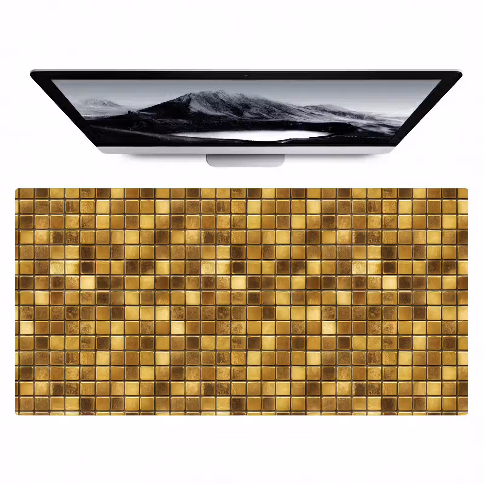 Bureau onderlegger - Tegels - Mozaïek - Luxe - Warm Goud — 1