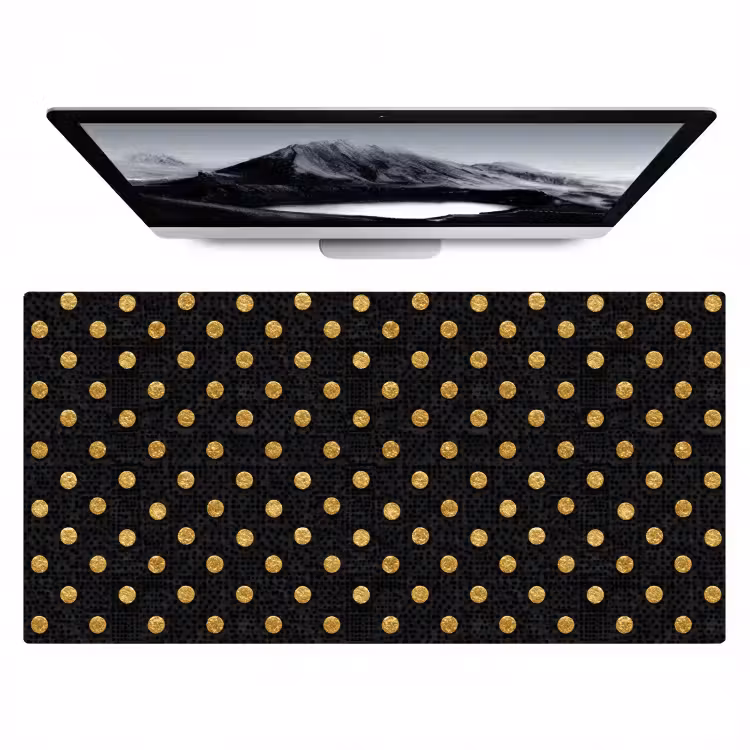Bureau onderlegger - Polka Dot - Stippen - Goud - Zwart — 1