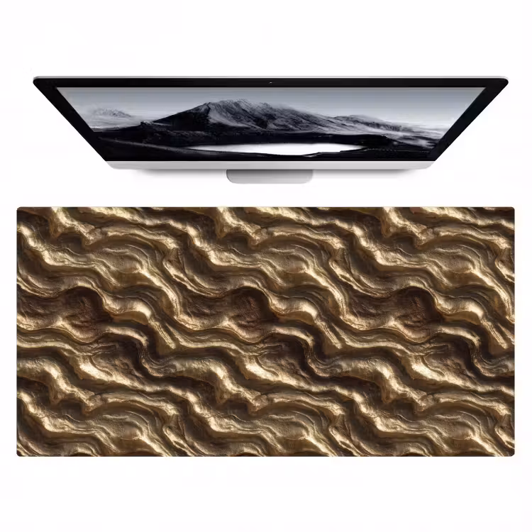 Bureau onderlegger - Reliëf - Golven - Abstract - Bronsgoud — 1