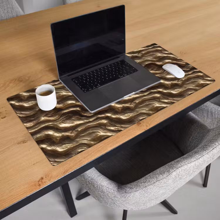 Bureau onderlegger - Reliëf - Golven - Abstract - Bronsgoud — 3