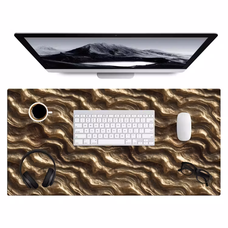 Bureau onderlegger - Reliëf - Golven - Abstract - Bronsgoud — 4