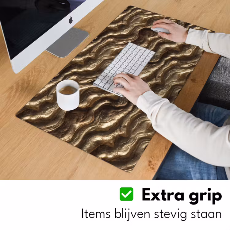 Bureau onderlegger - Reliëf - Golven - Abstract - Bronsgoud — 6