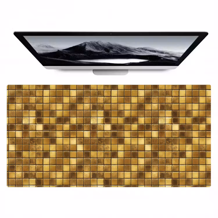 Bureau onderlegger - Tegels - Mozaïek - Luxe - Warm Goud — 1