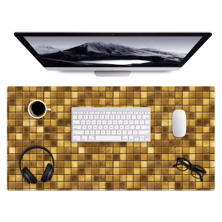 Bureau onderlegger - Tegels - Mozaïek - Luxe - Warm Goud — 4