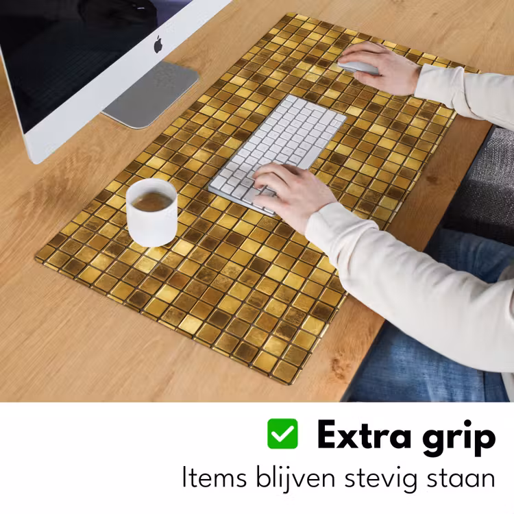 Bureau onderlegger - Tegels - Mozaïek - Luxe - Warm Goud — 6