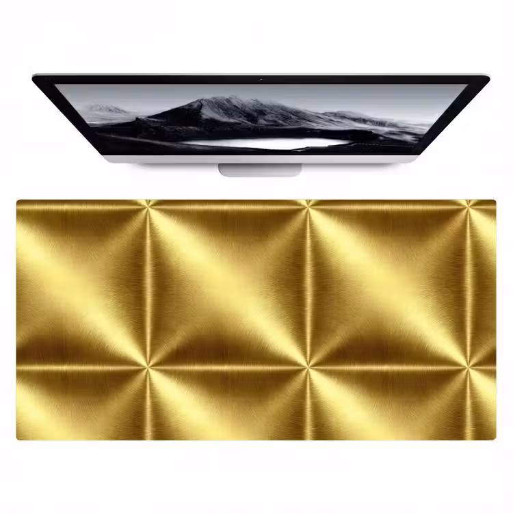 Bureau onderlegger - Textuur - Geborsteld Goud - Industrieel - Metallic — 1