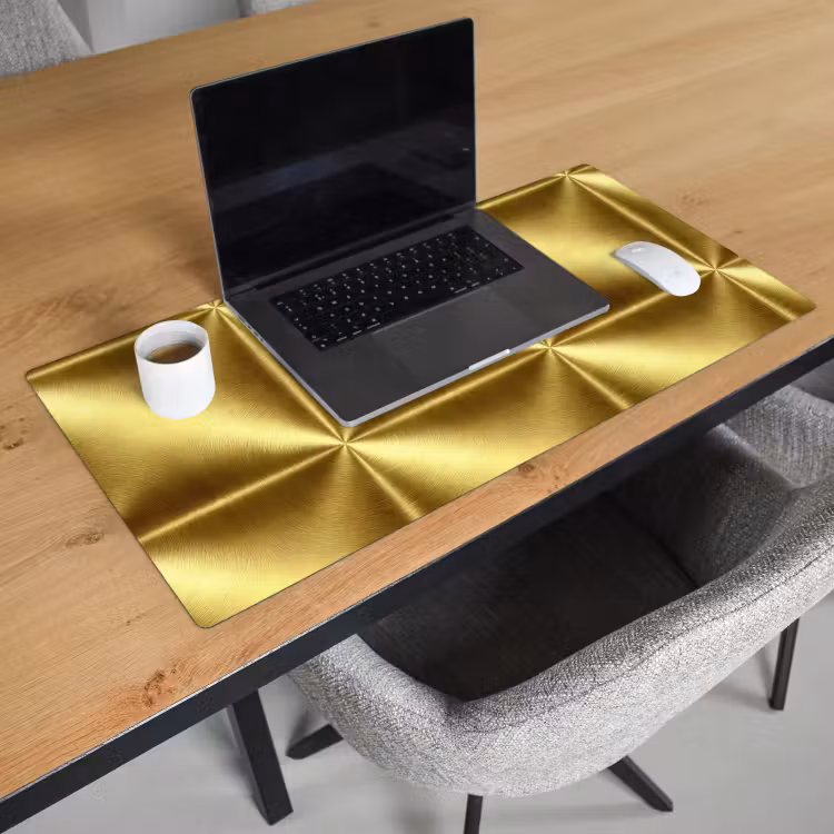 Bureau onderlegger - Textuur - Geborsteld Goud - Industrieel - Metallic — 3