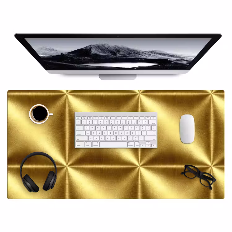 Bureau onderlegger - Textuur - Geborsteld Goud - Industrieel - Metallic — 4