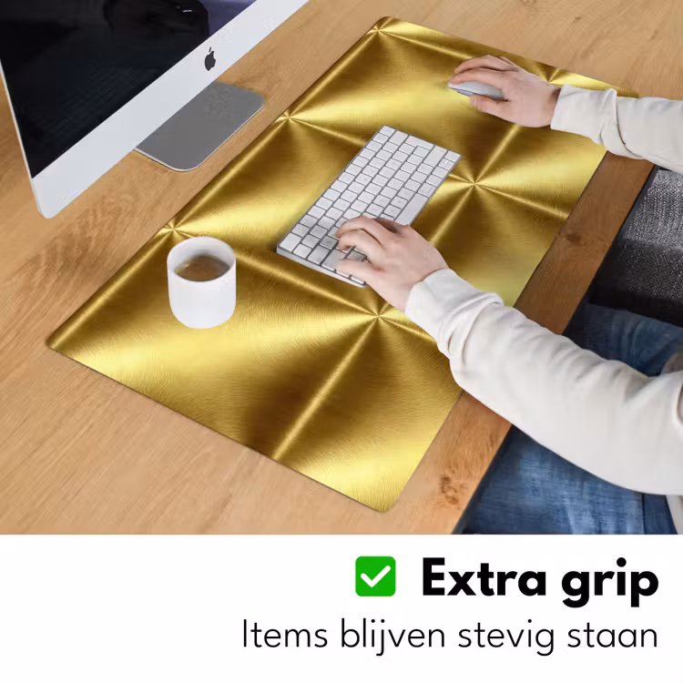 Bureau onderlegger - Textuur - Geborsteld Goud - Industrieel - Metallic — 6
