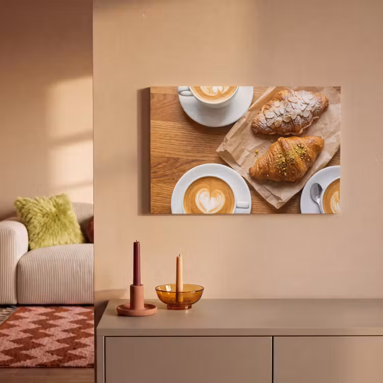 Canvas schilderij - Eten - Croissant - Koffie - Ontbijt - Modern — 2