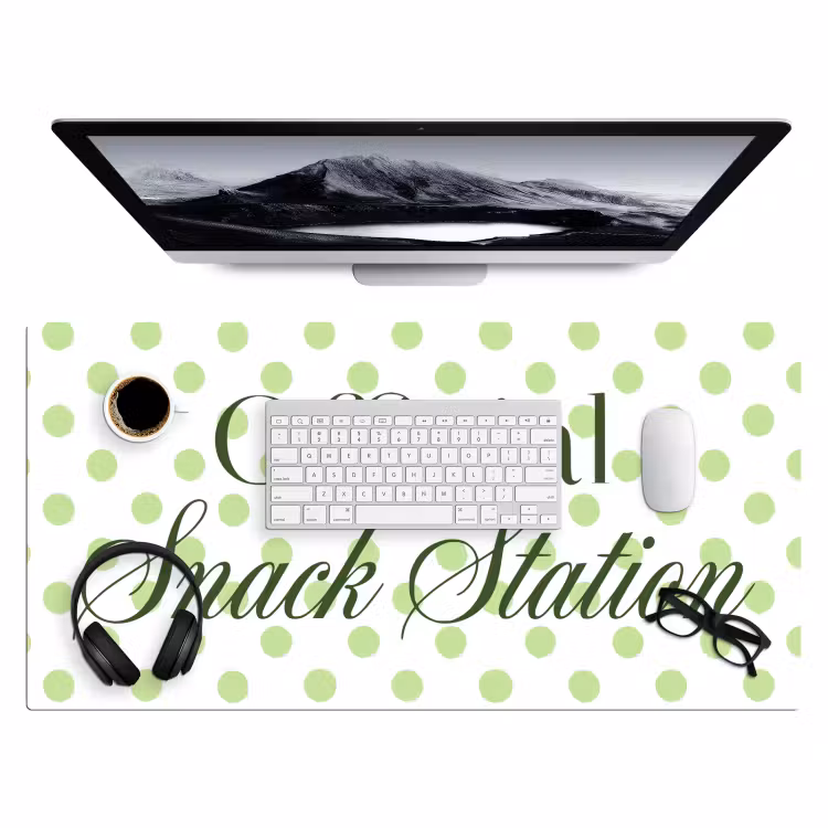 Bureau onderlegger - Snack Station - Groen - Stippen — 4