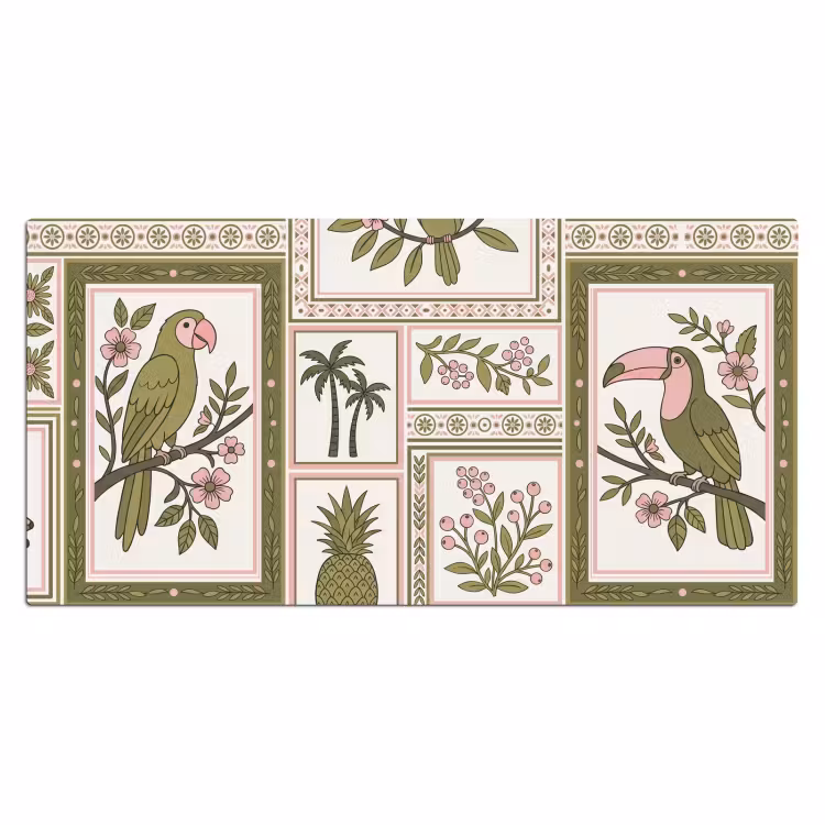 Bureau onderlegger - Vogel - Tropisch - Patroon - Decoratief - Groen — 2