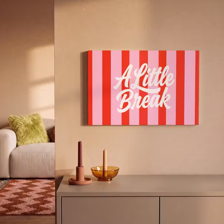 Canvas schilderij - A Little Break - Strepen - Rood - Roze — 2
