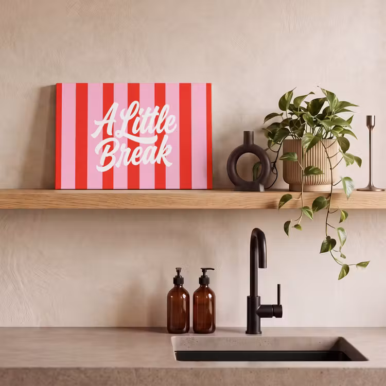 Canvas schilderij - A Little Break - Strepen - Rood - Roze — 3
