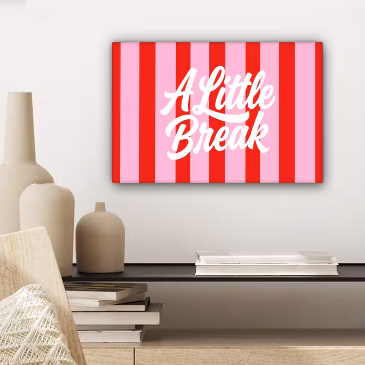 Canvas schilderij - A Little Break - Strepen - Rood - Roze — 5
