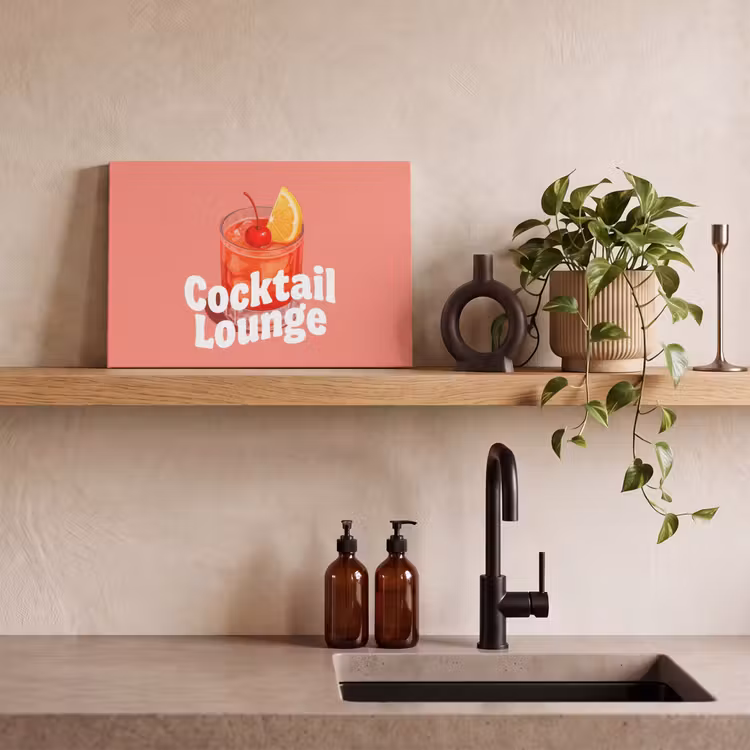 Canvas schilderij - Cocktail Lounge - Glas - Koraal — 3