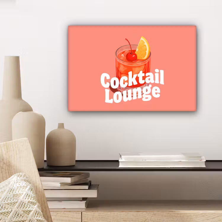 Canvas schilderij - Cocktail Lounge - Glas - Koraal — 5