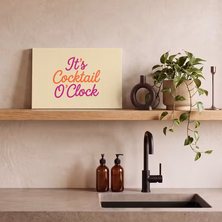 Canvas schilderij - Cocktail O'Clock - Geel - Retro — 3