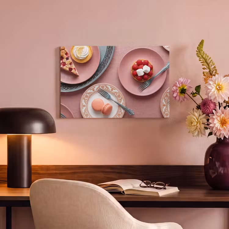 Canvas schilderij - Dessert - Taart - Gebak - Zoet - Roze — 4