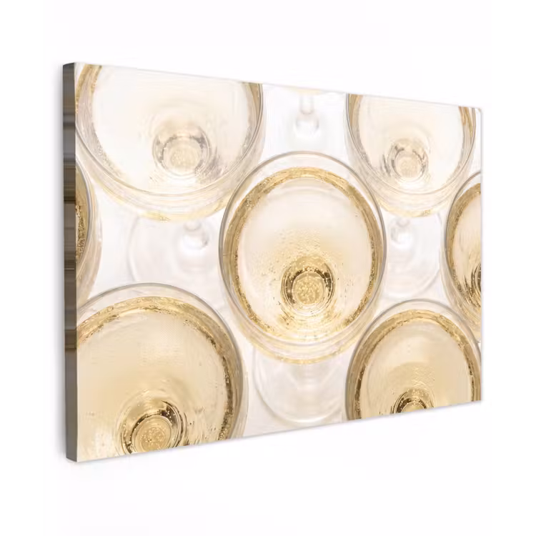 Canvas schilderij - Drank - Glazen - Feest - Goud — 1