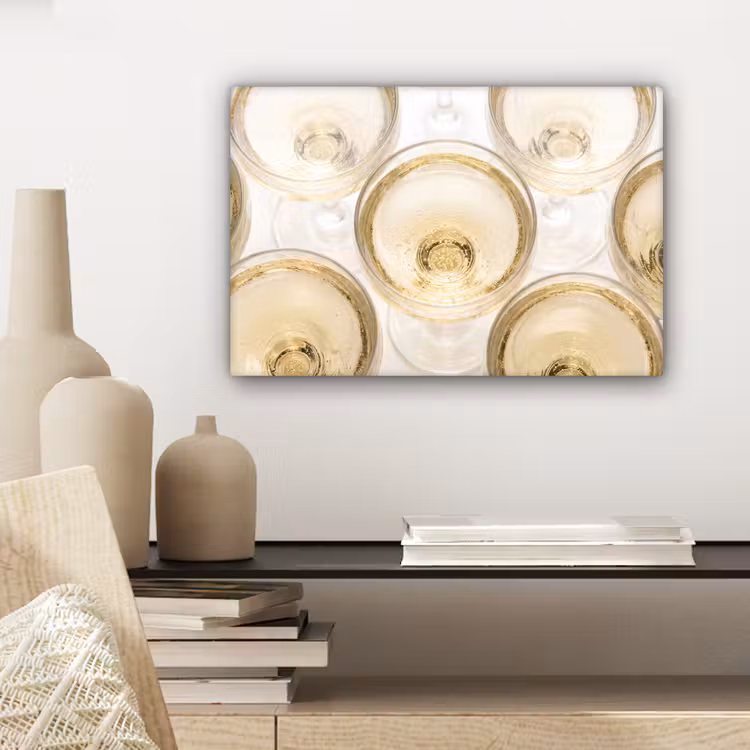 Canvas schilderij - Drank - Glazen - Feest - Goud — 5