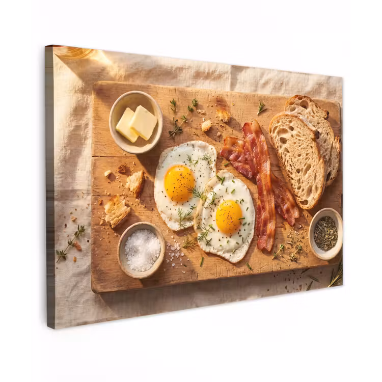 Canvas schilderij - Eten - Ontbijt - Hout - Rustiek - Geel — 1