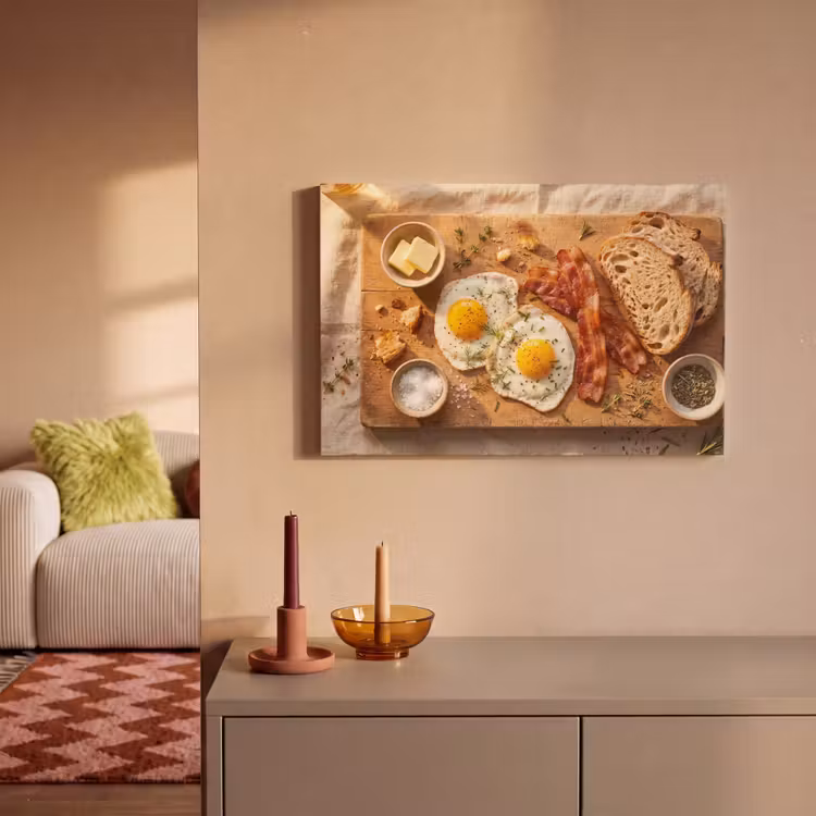 Canvas schilderij - Eten - Ontbijt - Hout - Rustiek - Geel — 2