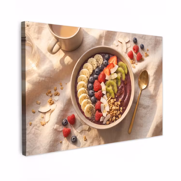 Canvas schilderij - Eten - Ontbijtkom - Fruit - Gezond - Kleurrijk — 1
