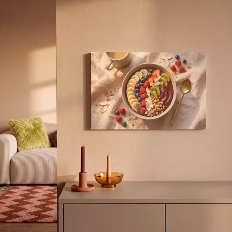 Canvas schilderij - Eten - Ontbijtkom - Fruit - Gezond - Kleurrijk — 2