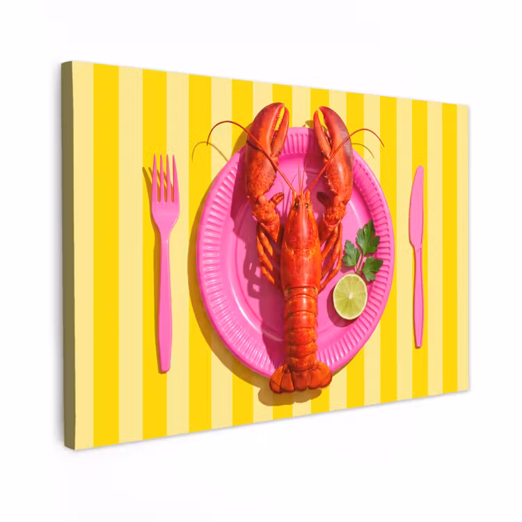 Canvas schilderij - Eten - Roze - Geel - Modern - Culinaire — 1