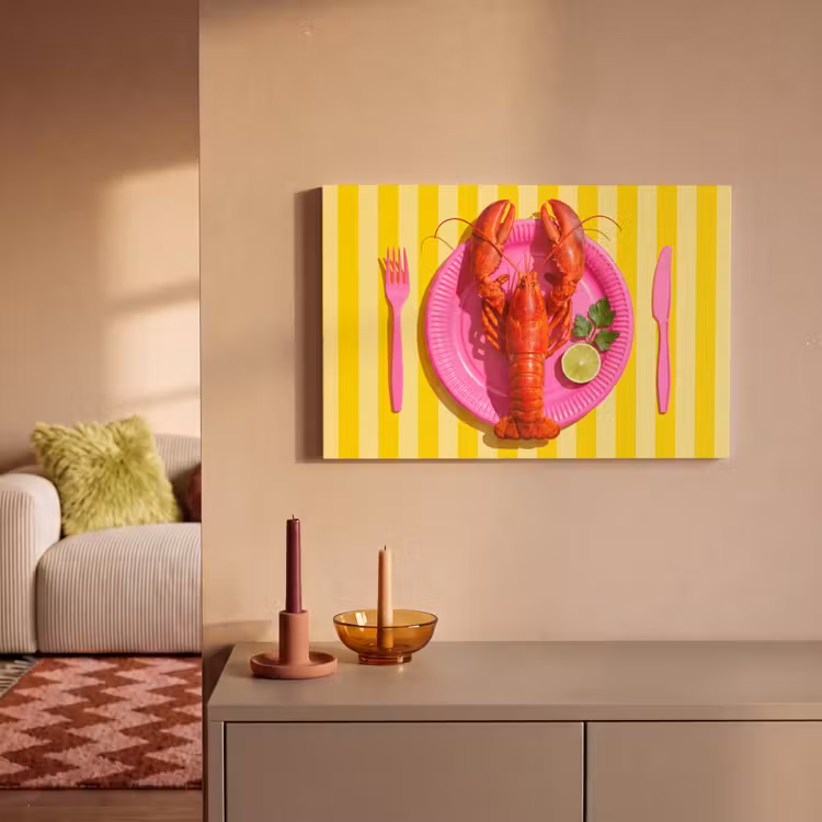 Canvas schilderij - Eten - Roze - Geel - Modern - Culinaire — 2