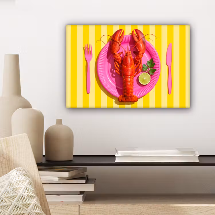 Canvas schilderij - Eten - Roze - Geel - Modern - Culinaire — 5