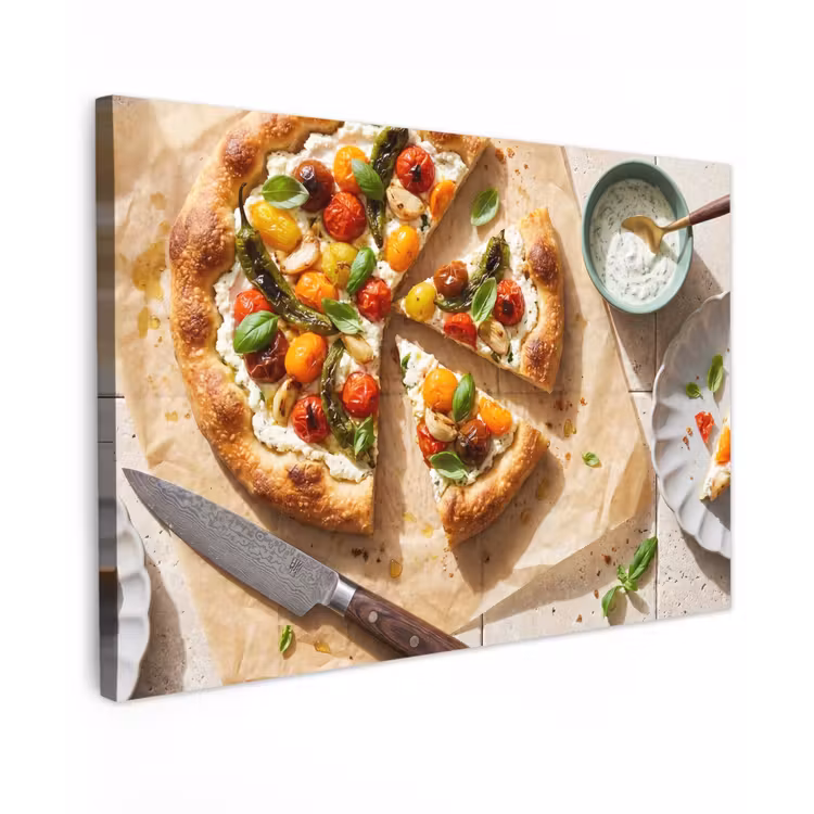 Canvas schilderij - Eten - Tomaten - Basilicum - Maaltijd - Vers — 1